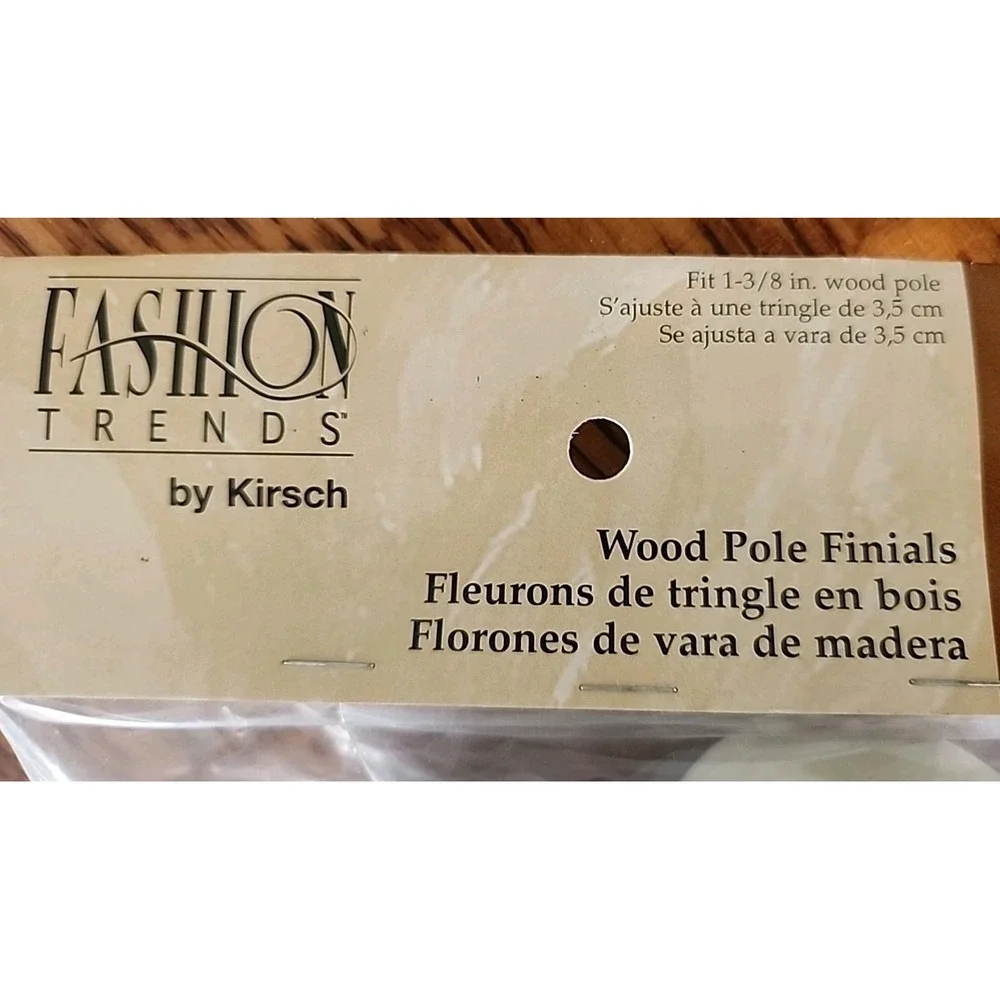 1 Pair Whitwash Kirsch Finial, fits 1 3/8